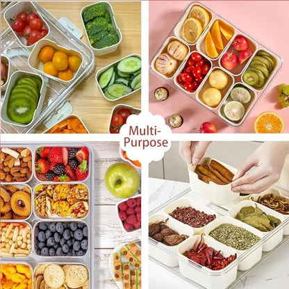 KocelFir Snack Box Container, Divided Serving Tray with Lid and Handle Snackle Box Container, Snack Organizer for Adults Fruit Tray, Veggie Tray, Perfect for Party, Entertaining