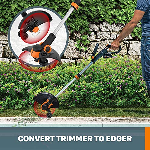 Worx String Trimmer Cordless GT3.0 20V PowerShare 12" Edger & Weed Trimmer (2 Batteries & Charger Included) WG163