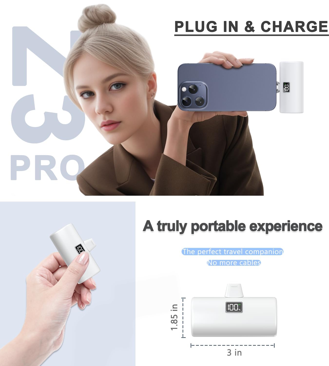 Portable Charger, 6000mAh for iPhone 15 16 Power Bank, USB-C Portable Phone Charger with Fast Charging (20W), Mini Battery Pack for iPhone 15 Pro/15 Plus/15 Promax/Samsung/Huawei Andriod - Black