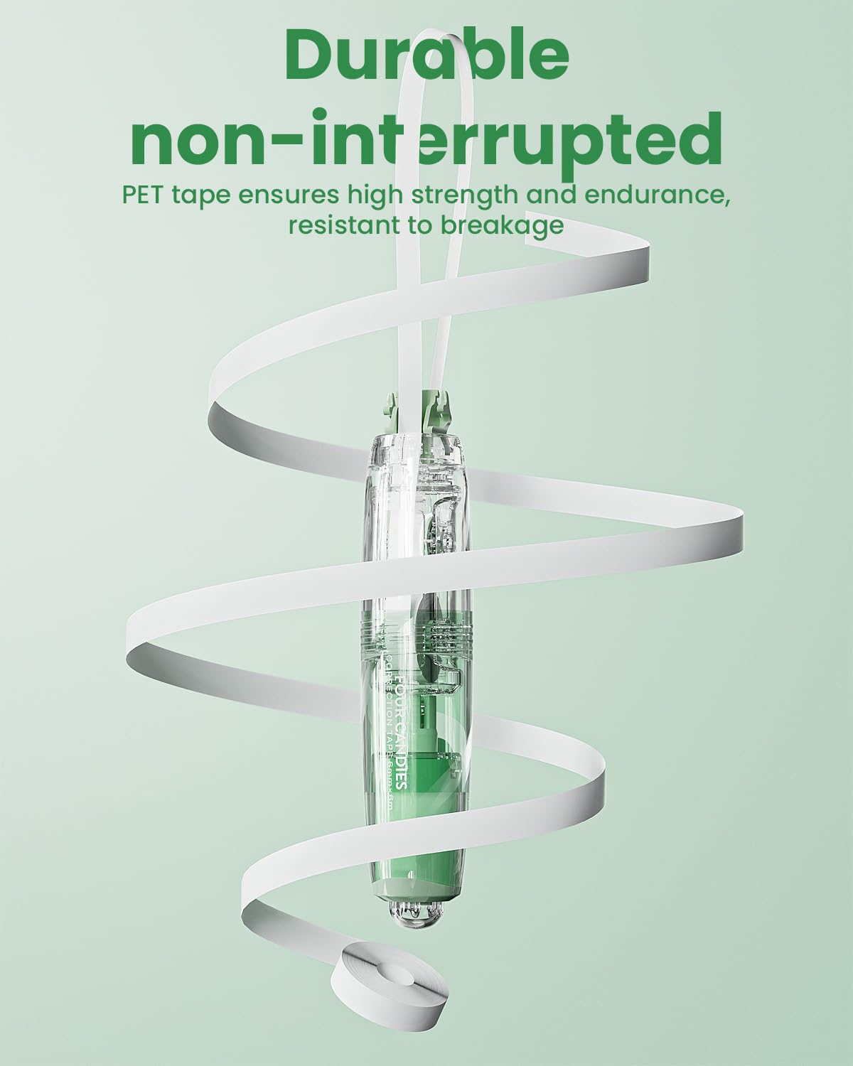 Four Candies Refillable Retractable White Correction Tape, 2PCS White Cute Smooth Push Pull Out Tape with 4 Extra Refills, Aesthetic Pen Shaped Applicator for School Office Supplies (Pink Apricot)