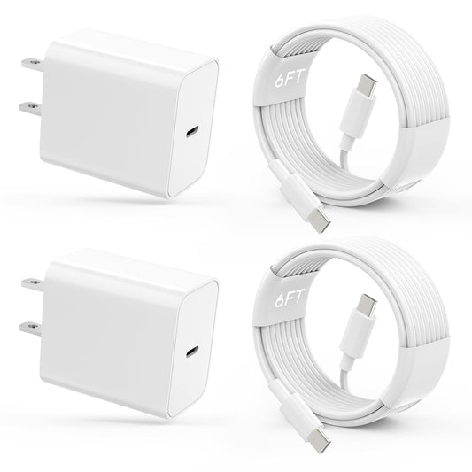 iPhone 16 15 Charger Fast Charging Type C Chargers USB C Charger Block iPhone 16 Chargers with 2 Pack 6FT Cable for iPhone 16/16 Plus/16 Pro/16 Pro Max/15/15 Pro Max/iPad Pro/AirPods/Samsung