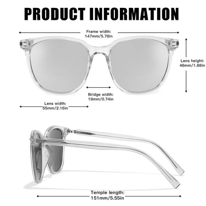 LVIOE Polarized Square Sunglasses for Women, Mirrored Trendy Oversized Shades with UV400 Protection Sun Glasses LS18512