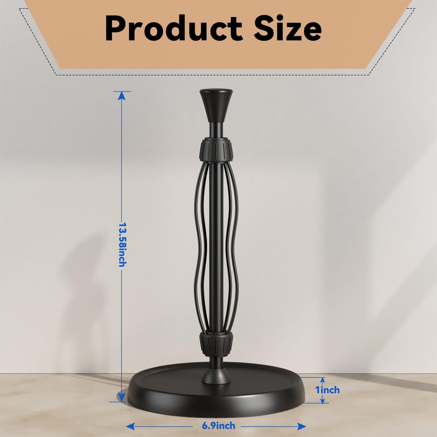 Countertop Paper Towel Holder, Premium Stainless Steel Kitchen Roll Holder with Double Ratchet Mechanism - Decorative for Kitchen, Bathroom, Farmhouse