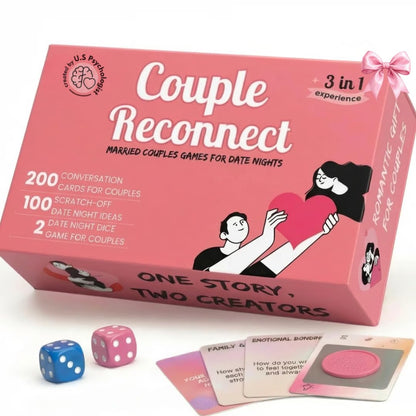 Life Sutra Couple Reconnect 3 in 1 Game - 200 Classsic Conversation Cards, 100 Scratch Off Date Adventures and Endless Date Nights Combinations with The Couples Dice Game. Ideal Valentine's Gift