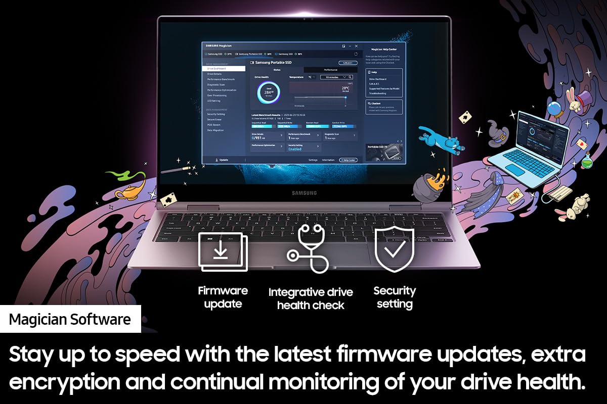 Samsung T9 Portable SSD 2TB, USB 3.2 Gen 2x2 External Solid State Drive, Seq. Read Speeds Up to 2,000MB/s for Gaming, Students and Professionals, MU-PG2T0B/AM, Black