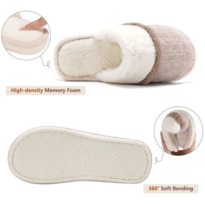 Cozy Slippers for Women Indoor and Outdoor Fuzzy House Shoes with Memory Foam Anti-Skid Sole Gifts for Women Mom Ladies her