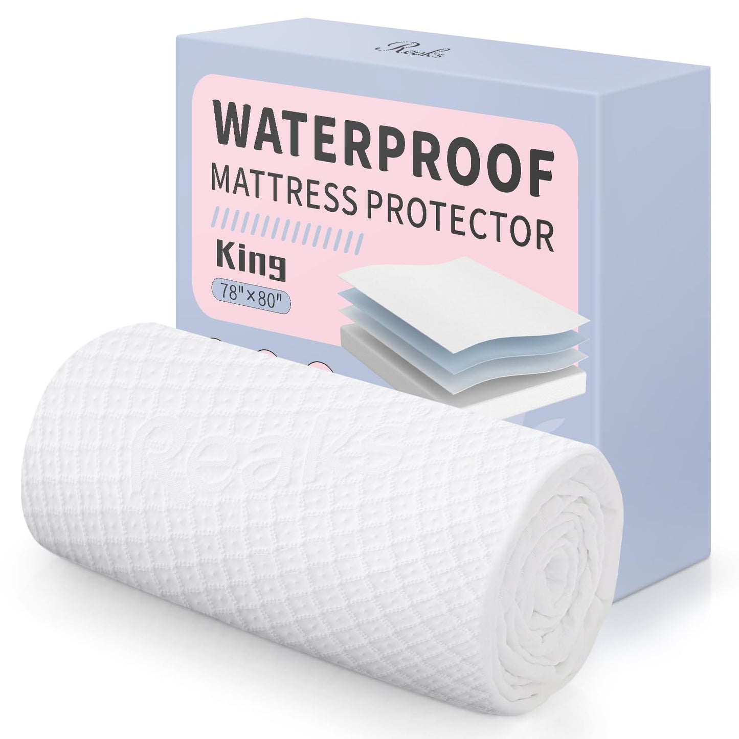 King Size Waterproof Mattress Protector Rayon from Bamboo Fitted Mattress Pad Cover with Deep Pocket Up to 18''