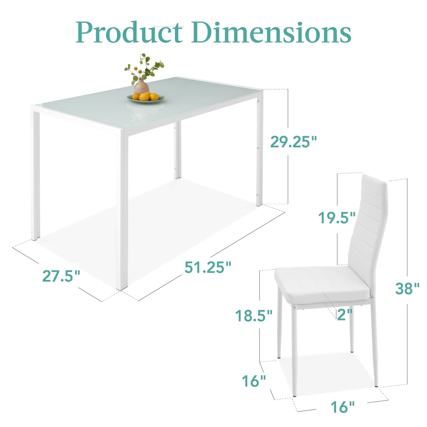 Best Choice Products 7-Piece Glass Dining Set, Modern Kitchen Table Furniture for Dining Room, Dinette, Compact Space-Saving w/Glass Tabletop, 6 Upholstered PU Chairs, Metal Steel Frame - White