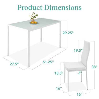 Best Choice Products 7-Piece Glass Dining Set, Modern Kitchen Table Furniture for Dining Room, Dinette, Compact Space-Saving w/Glass Tabletop, 6 Upholstered PU Chairs, Metal Steel Frame - White