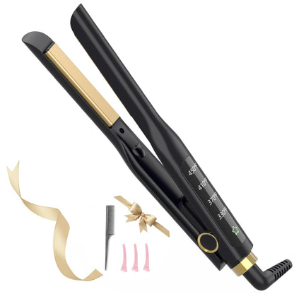 Arhoet Hair Straightener, 1/2 Inch Flat Iron Straightener and Curling Iron 2 in 1, Ceramic Ionic Floating Plates for Less Frizz, 10s Quick Heat Up, Straightener for All Hair Types(Black)