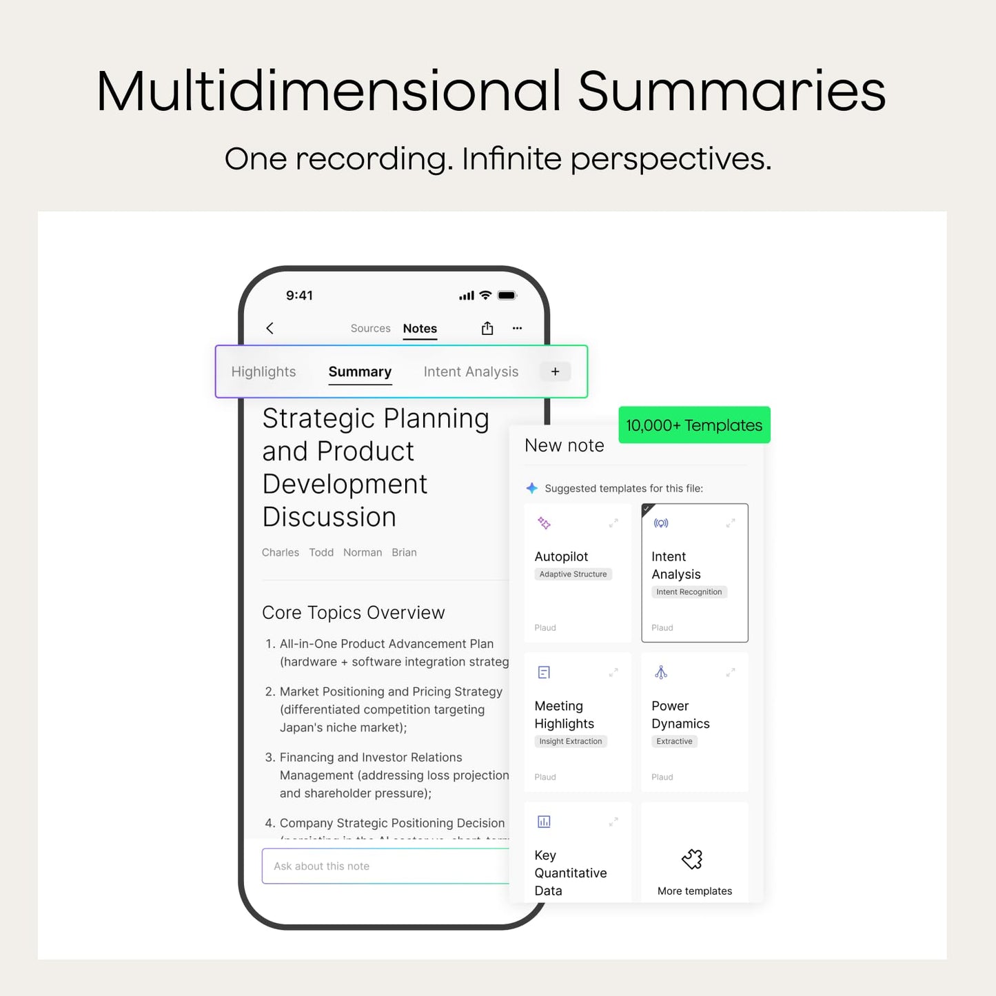 Plaud Note AI Voice Recorder, Voice Recorder w/Case, App Control, Transcribe & Summarize with AI Technology, Support 112 Languages, 64GB Memory, Lectures, Meetings, Calls, Black, Non-Pro Version