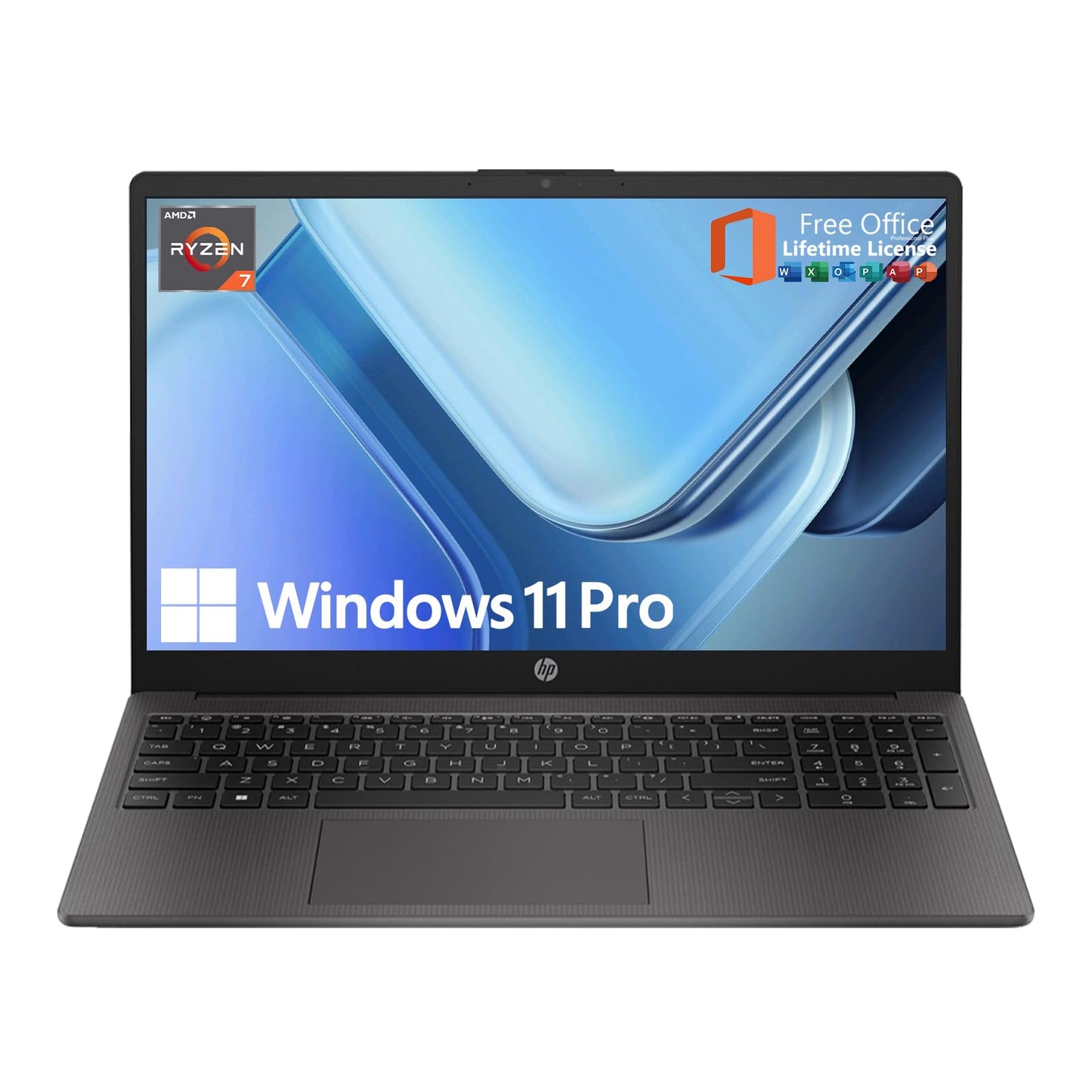 HP 2025 Updated 15.6" 255 G10 FHD Business Laptop, AMD Ryzen 7 7730U (64GB RAM | 2TB SSD), Numeric Keypad, Webcam, Windows 11 Pro, MS Office Pro, WiFi 6& Bluetooth with LTP Accessory Kit