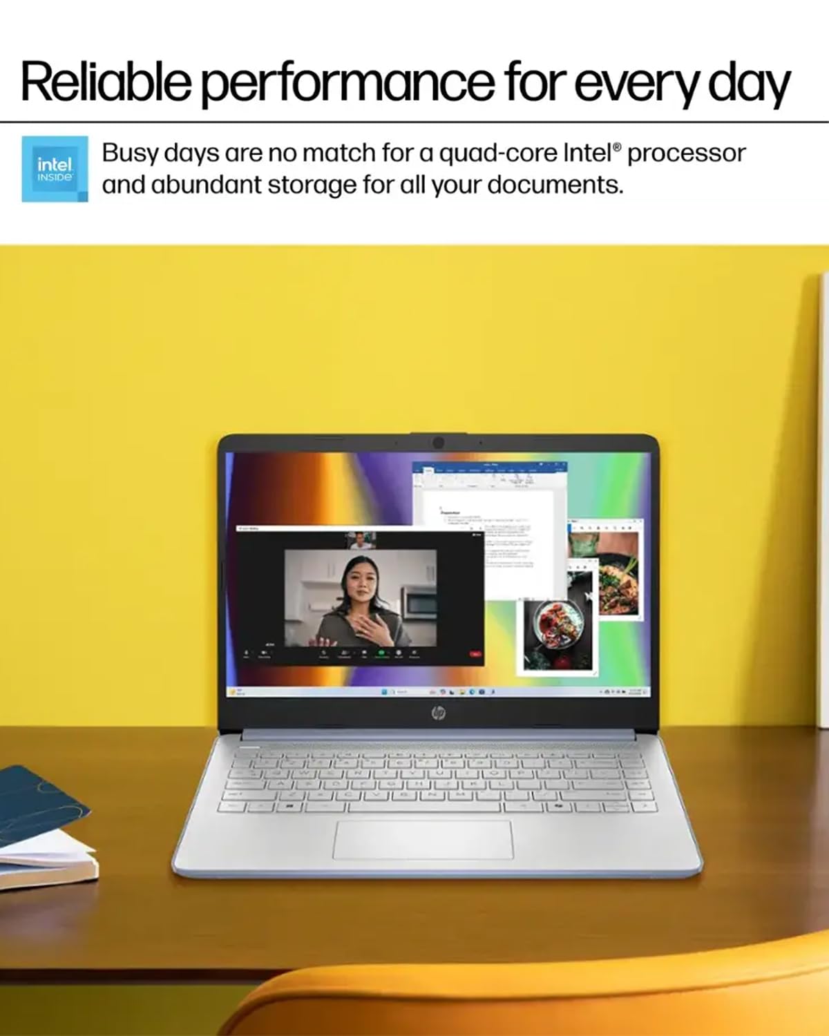 HP Business Student Laptop Computer - Windows 11 Pro & Microsoft Office Lifetime | 14 inch HD | AI-Powered, 12 Hr Batter N-Serious Laptop| 16GB RAM, 128GB UFS, 256GB Extend Micro SD | Blue