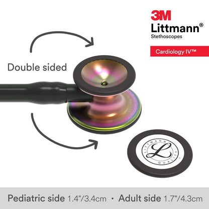 3M Littmann Cardiology IV Diagnostic Stethoscope, 6165, More Than 2X as Loud*, Weighs Less**, Stainless Steel Rainbow-Finish Chestpiece, 27" Black Tube, Stem, and Headset