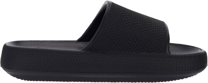 BRONAX House Slides for Women Mens Pillow Slippers House Sandals Shoes for Male Size 10 for Beach Bath Bathroom Comfy Cushion Thick Sole 42-43 Black