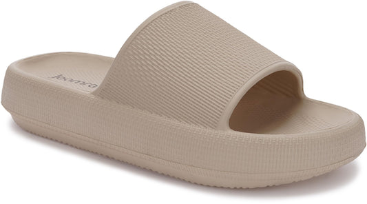 Joomra Slippers Womens Cloud Slides Cushioned for Mens Quick Drying Shower Foam Pillow House Shoes Pool Beach Spa Garden Sandals Ladies Male Sandles Khaki 40-41