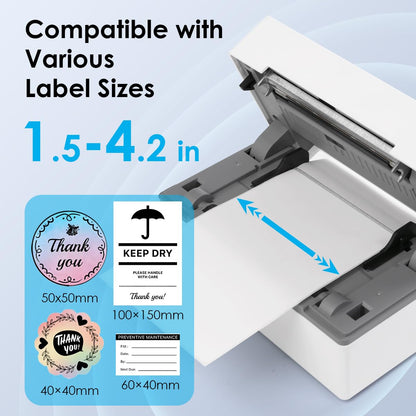 KNAON Bluetooth Thermal Shipping Label Printer, 4x6 Wireless Thermal Address Label Printer for Small Bussiness, Compatible with iPhone,Android,Windows,Mac,Chromebook –Works with eBay Shopify USPS&More