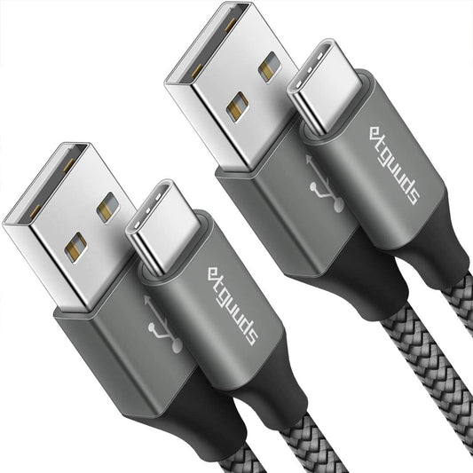 etguuds 2-Pack 3ft USB C Cable 3A Fast Charge, USB A to Type C Charger Cord Braided for Samsung Galaxy A15 A25 A35 A55 A54, S24 S23 S22 S21 S20 S10 S10E, Note 20 10, Moto G, for iPhone 16 15