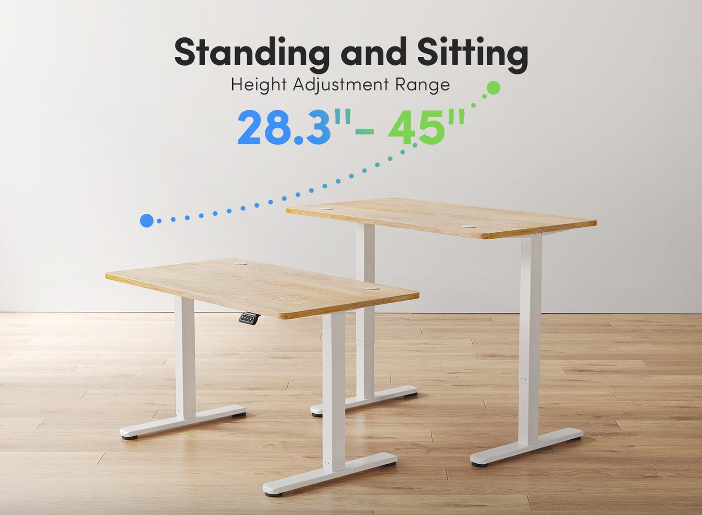 FEZIBO Electric Standing Desk, 48 x 24 Inches Height Adjustable Stand up Desk, Sit Stand Home Office Desk, Computer Desk, Maple