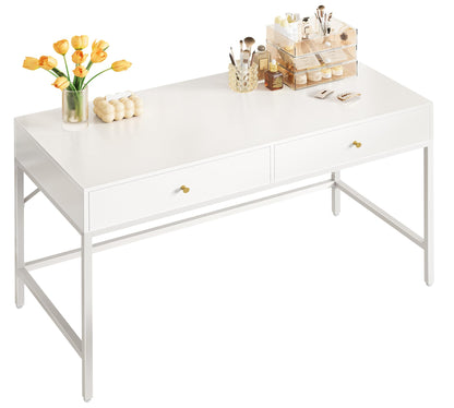SUPERJARE Vanity Desk with Drawers, 47 inch Computer Desk, Modern Simple Home Office Desks, Makeup Dressing Table for Bedroom - White