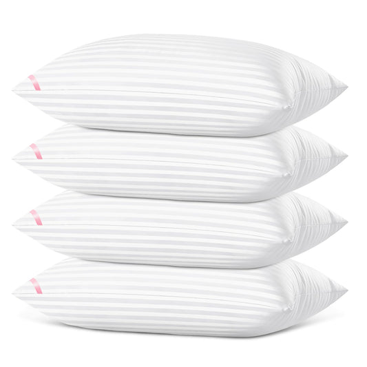EIUE Bed Pillows for Sleeping 4 Pack，Pillows for Side and Back Sleepers,Super Soft Down Alternative Microfiber Filled Pillows (White, Queen (Pack of 4))