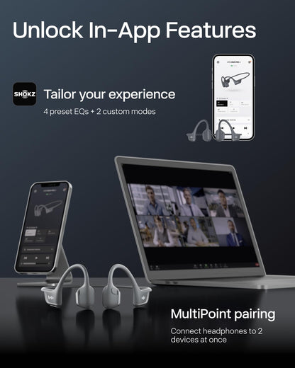 SHOKZ New OpenRun Pro 2 - Open-Ear, Bone Conduction Sport Headphones - with Reflective Strip - Sweat Resistant, Workout Headphones - Secure, Wireless, Comfortable Fit-Deep Bass and Smart Mic App