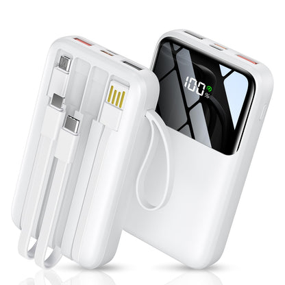 HELLEE Portable Charger with Built in Cable, 15000mAh Power Bank, 22.5W Fast Charging, 6 Outputs, Slim Travel Essential Battery Pack with LED Display, Compatible with iPhone 16/15/14/13, iPad