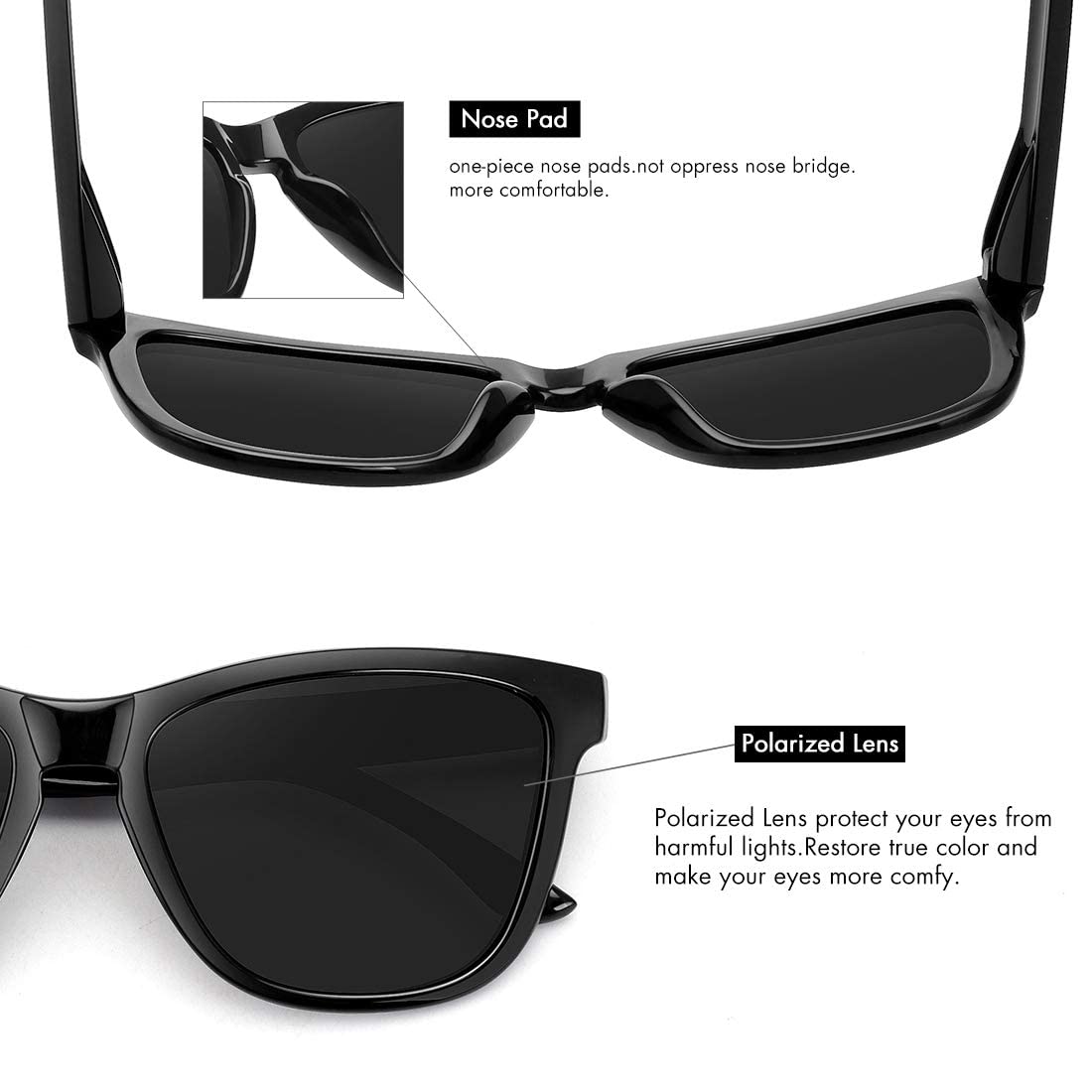 MEETSUN Polarized Sunglasses for Women Men Trendy Classic Retro Designer Style Fashion UV400 Protection 3 PACK Black Lens Rose Gold Pink Mirrored
