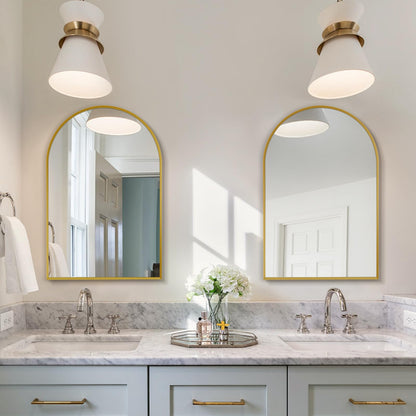 Minuover Arched Wall Mirror for Bathroom, 24"x36" Gold Mordern Metal Frame for Entryway Living Room Bedroom Wall Decor