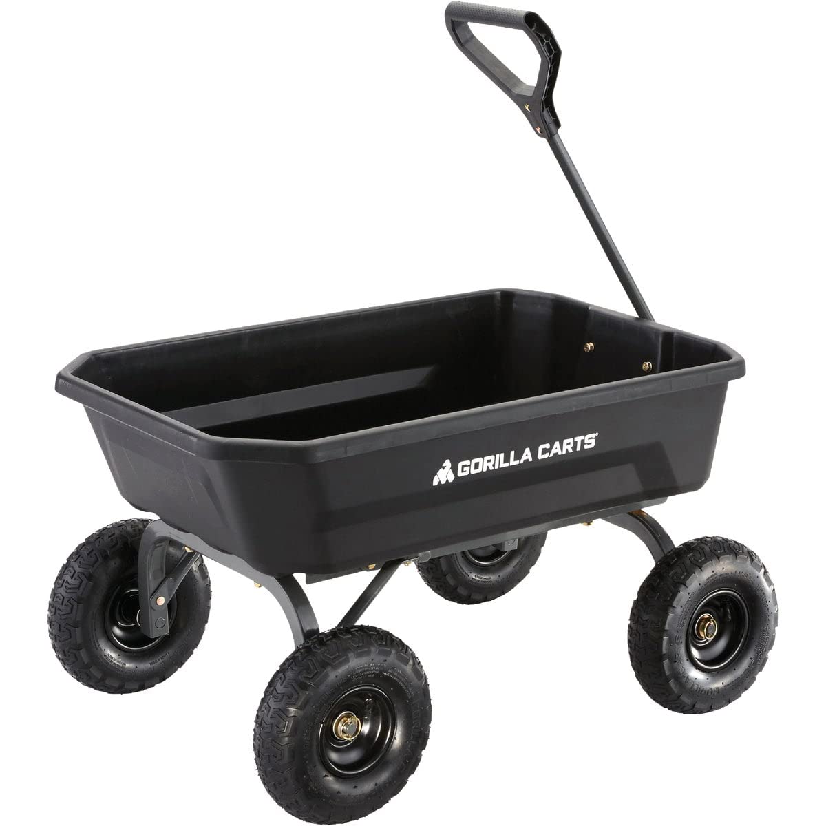 Gorilla Carts 4GCG-NF Poly Dump Cart, 600-Pound Capacity with No-Flat Tires, 4 Cubic Feet, Amazon Exclusive