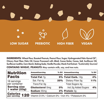 Rip Van Keto Wafer Cookies - Healthy Snacks - Non GMO Snack - Keto Snacks - Low Carb, Low Sugar (2g), Low Calorie and Vegan Snack - 16 Count (Dark Chocolate Peanut Butter)