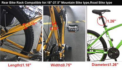 DIRZA Rear Bike Rack Bicycle Cargo Rack Quick Release Adjustable Alloy Bicycle Carrier 115 lbs Capacity Easy to Install Black