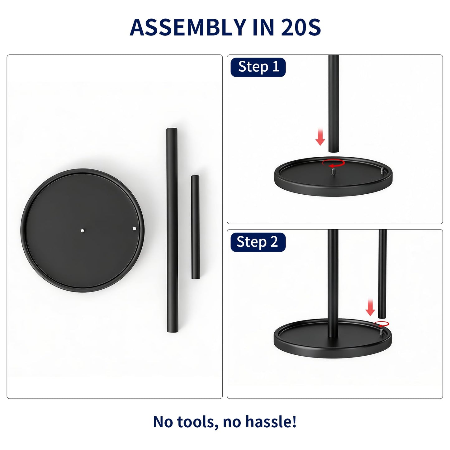 Jesginboo Paper Towel Holder Countertop, Black Kitchen Paper Towels Holder, Paper Roll Holder with Weighted Base