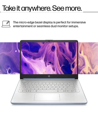 HP Business Student Laptop Computer - Windows 11 Pro & Microsoft Office Lifetime | 14 inch HD | AI-Powered, 12 Hr Batter N-Serious Laptop| 16GB RAM, 128GB UFS, 256GB Extend Micro SD | Blue