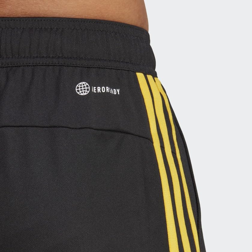 adidas Men's Standard Essentials Pique 3-Stripes Training Shorts, Black/Bold Gold, Medium