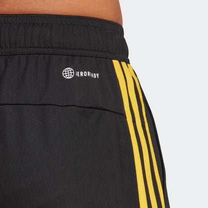 adidas Men's Standard Essentials Pique 3-Stripes Training Shorts, Black/Bold Gold, Medium