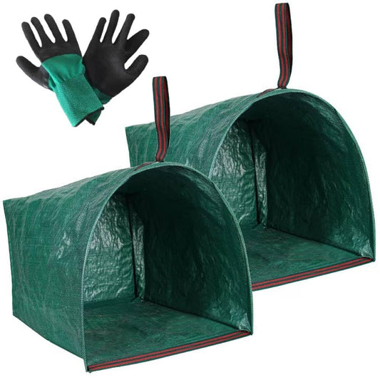 72 Gallon Garden Bags for Debris,2-Pack Yard Waste Bags,Large Dustpan-Type Lawn Bags with Gardening Gloves, Leaf Bags for Yard Debris,Grass Clippings,Collapsible Trash Can for Parties,Laundry,Camping
