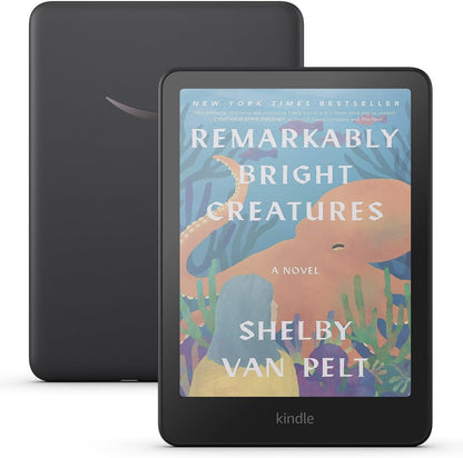 Amazon Kindle Colorsoft Essentials Bundle including Kindle Colorsoft (16 GB) – With color display - Black, Plant-Based Leather Cover-Jade and Power Adapter