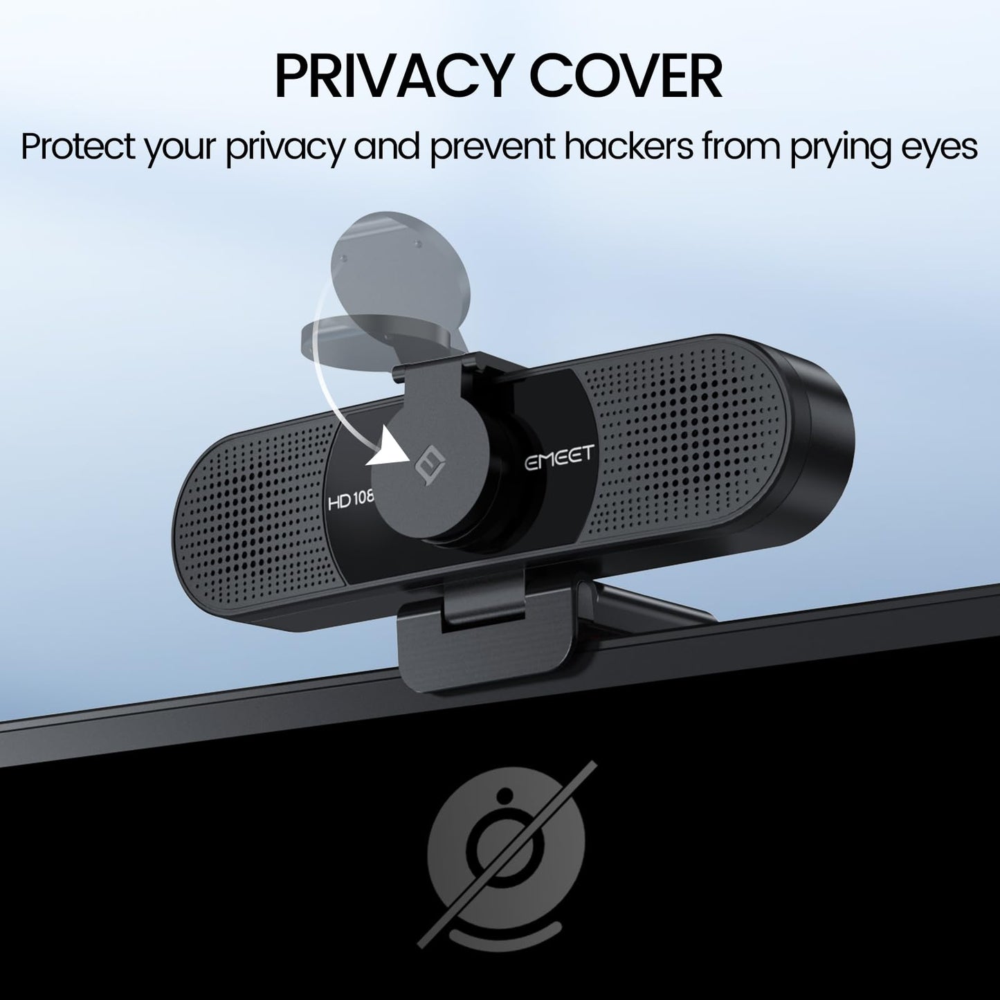 EMEET 1080P Webcam with Microphone, C960 Web Camera, 2 Mics, 90° FOV, USB Type-A & A-to-C Adapter, Plug&Play Computer Camera for Online Calling/Conferencing, Zoom/Skype/Facetime/YouTube, 2025 Version