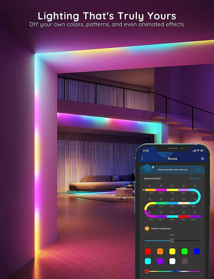 Govee 100ft RGBIC LED Strip Lights, Smart LED Lights Work with Alexa and Google Assistant, LED Lights for Bedroom WiFi App Control Segmented DIY Multiple Colors, Color Changing Light, Christmas lights