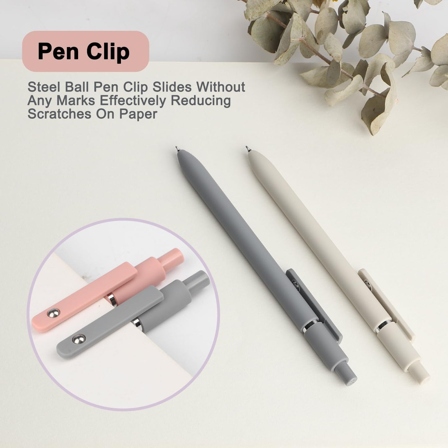 FIOVER Gel Pens, 5pcs 0.5mm Quick Dry Black Ink Fine Point Smooth Writing Pens High-End Series Ballpoint for Office School Supplies(Morandi)