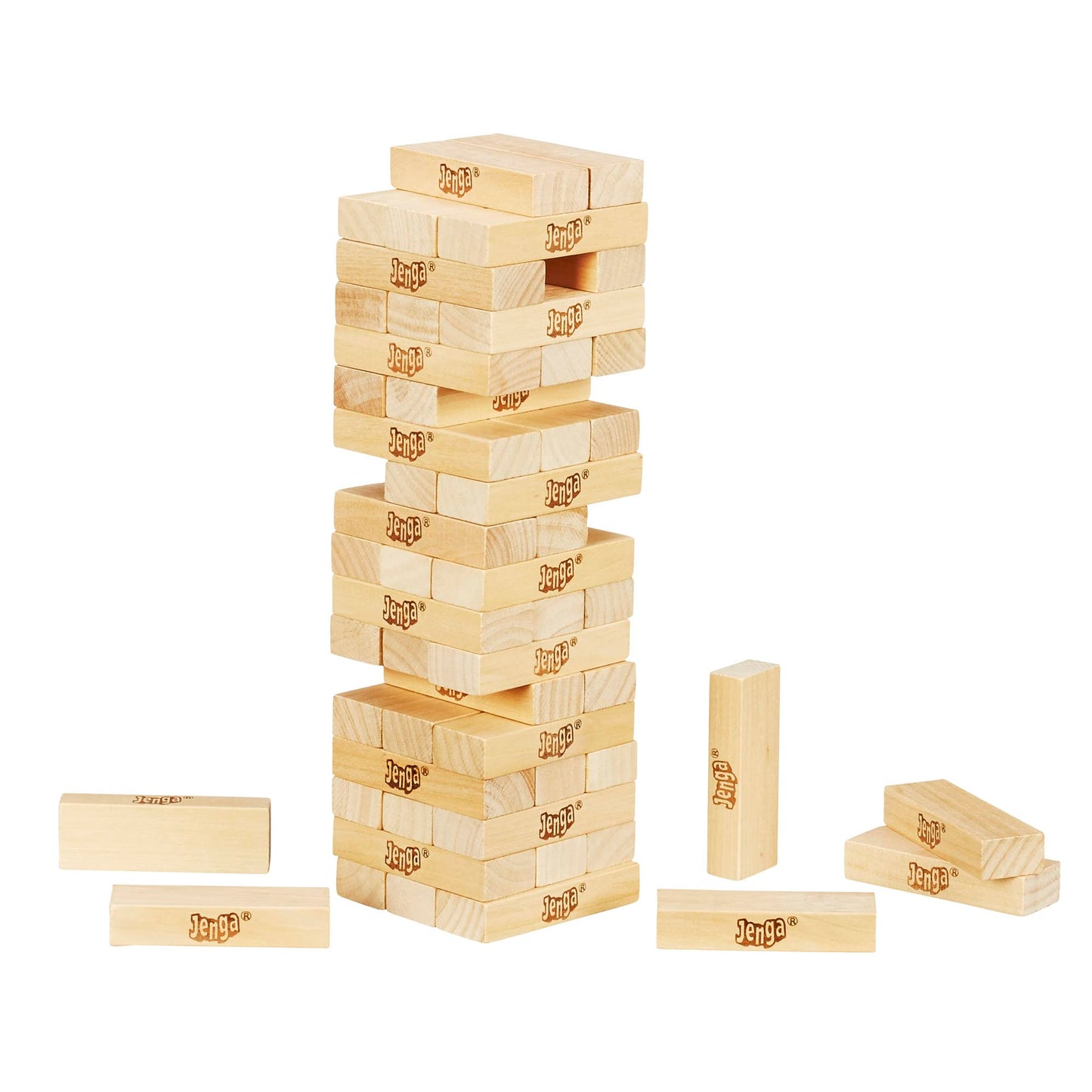 Hasbro Gaming Jenga Wooden Blocks Stacking Tumbling Tower, Kids Game Ages 6 and Up (Amazon Exclusive)