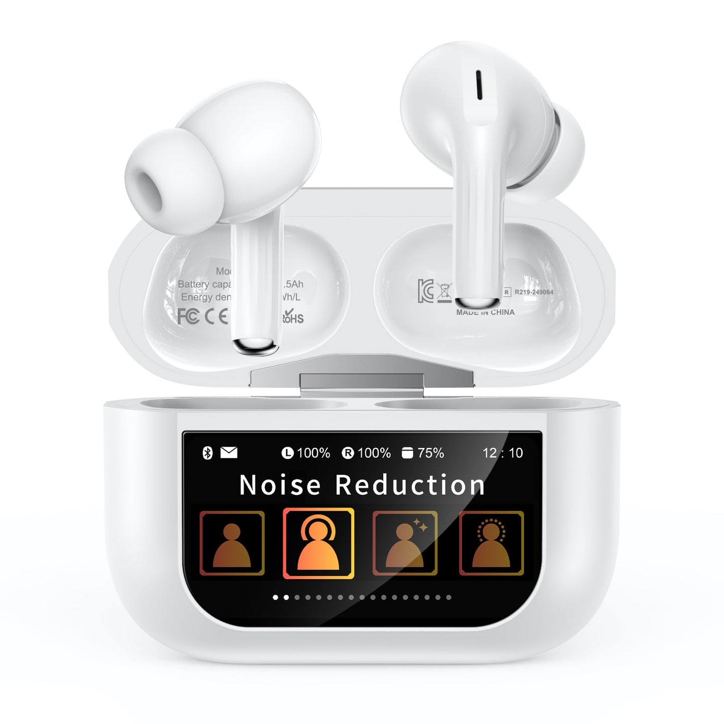 Szwdo Wireless Earbuds, Bluetooth 5.4 Ear Buds with Multifunctional Touch Screen, ANC/ENC Noise Cancelling Headphones with 48H Playtime, Bass Stereo Sound, for Laptop, Android/iOS, Pad