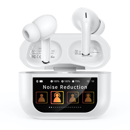 Szwdo Wireless Earbuds, Bluetooth 5.4 Ear Buds with Multifunctional Touch Screen, ANC/ENC Noise Cancelling Headphones with 48H Playtime, Bass Stereo Sound, for Laptop, Android/iOS, Pad