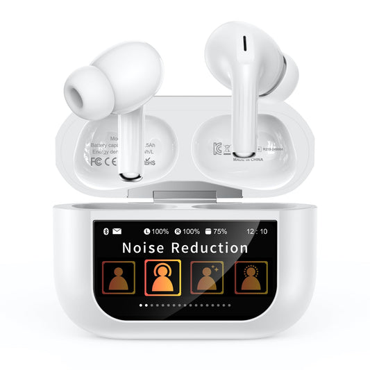 Szwdo Wireless Earbuds, Bluetooth 5.4 Ear Buds with Multifunctional Touch Screen, ANC/ENC Noise Cancelling Headphones with 48H Playtime, Bass Stereo Sound, for Laptop, Android/iOS, Pad