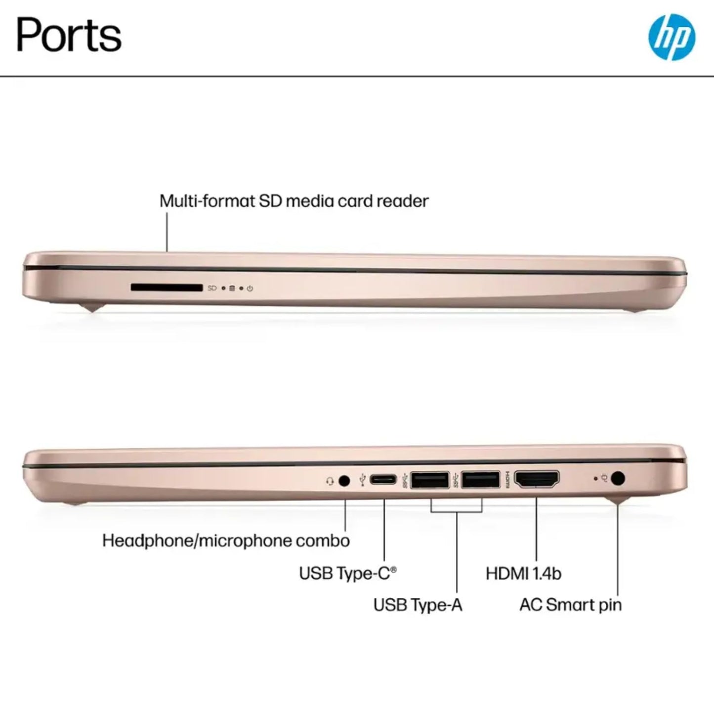 HP Rose Gold Ultrabook Laptop with Microsoft Office 365, Intel 2-Core CPU, 1.1TB Storage (1TB OneDrive and 64GB SSD), 8GB RAM, Windows 11, No Mouse