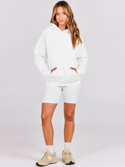 ANRABESS Women Hoodies Oversized Fleece Long Sleeve Comfy Casual Basic Pullover Sweatshirts 2024 Fall Outfits Sweater White Small