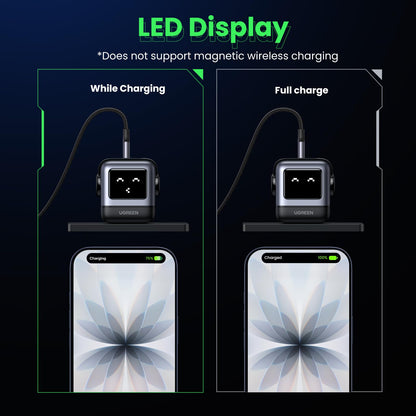 UGREEN Uno 30W USB C Charger Block, Compact Robot GaN Fast Charger for iPhone 17, Gifts for Women Men, Compatible with iPhone 17/16/15, Galaxy S25/S24/S23, Pixel 10/9/8, iPad, Black