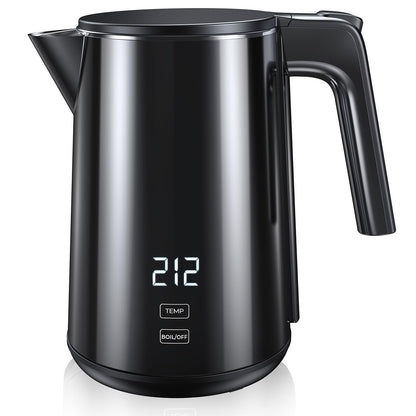 Electric Kettle, 1.0L 1200W Fast Heat with Auto Shut-Off, Boil-Dry Proof, 7 Temperature Control Teapot, Double Wall Stainless Steel Water Boiler Heater, 4H Keep Warm, Cool Touch Coffee Tea Pot, Black