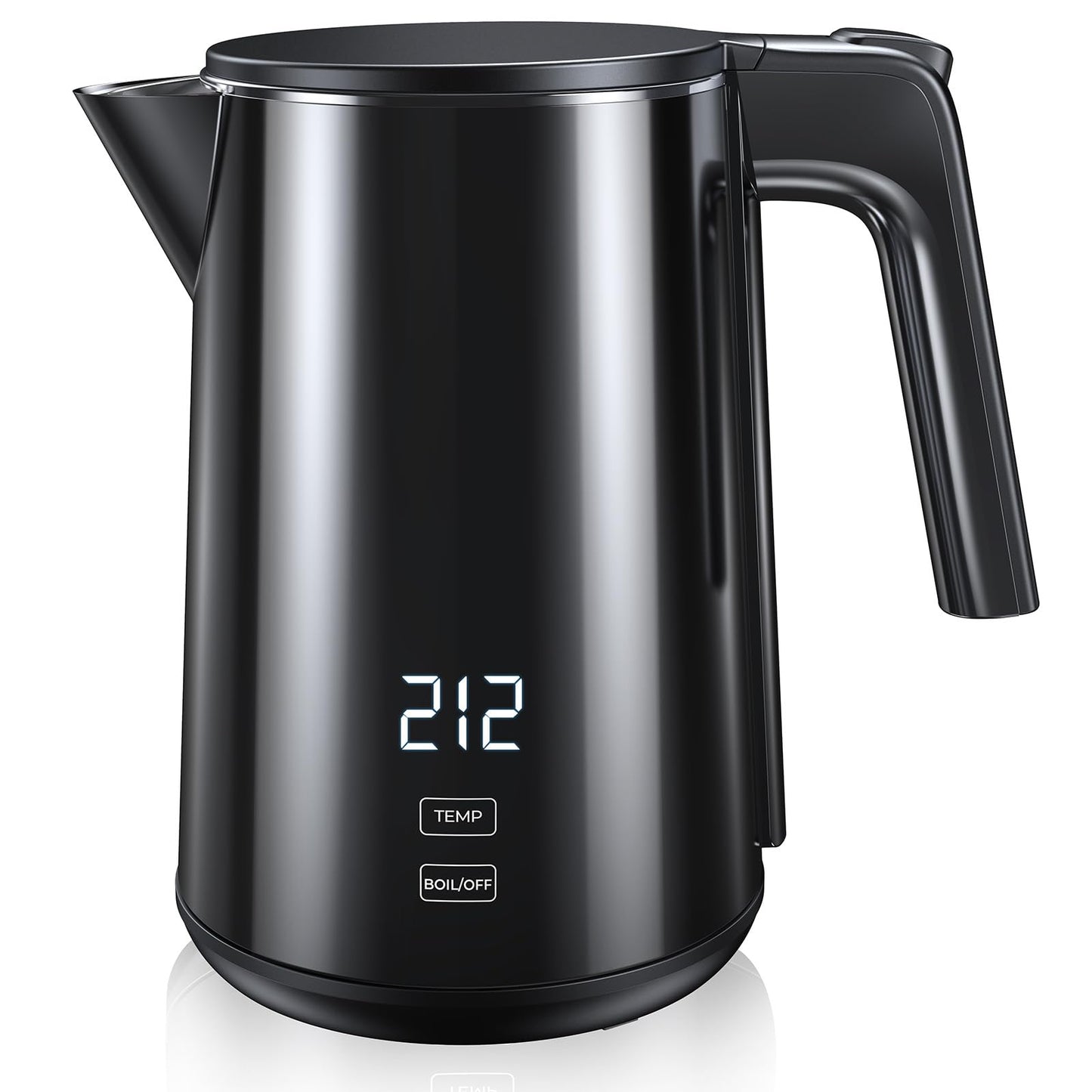 Electric Kettle, 1.0L 1200W Fast Heat with Auto Shut-Off, Boil-Dry Proof, 7 Temperature Control Teapot, Double Wall Stainless Steel Water Boiler Heater, 4H Keep Warm, Cool Touch Coffee Tea Pot, Black